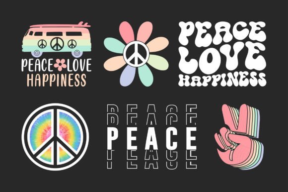 Peace Sign SVG Sublimation Shirt Bundle: Graphics & Crafts