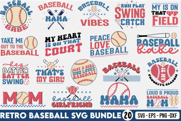Retro Baseball SVG Bundle for Graphics and Crafts