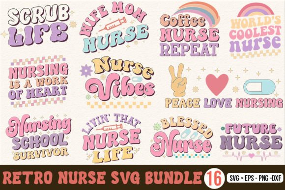 Retro Nurse SVG Bundle for Graphics and Crafts