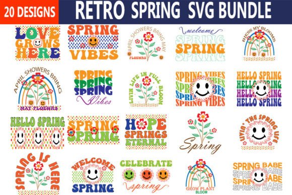 Retro Spring Svg Bundle: Graphics and Crafts